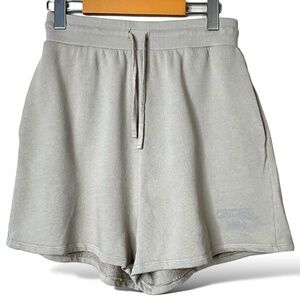 ZARA Grey Cotton French Terry Knit Shorts Drawstring Elasticized Waist US Sz M